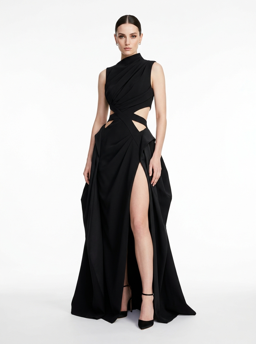 The Ex Silk Maxi Slip Dress — Noir (alternate view)