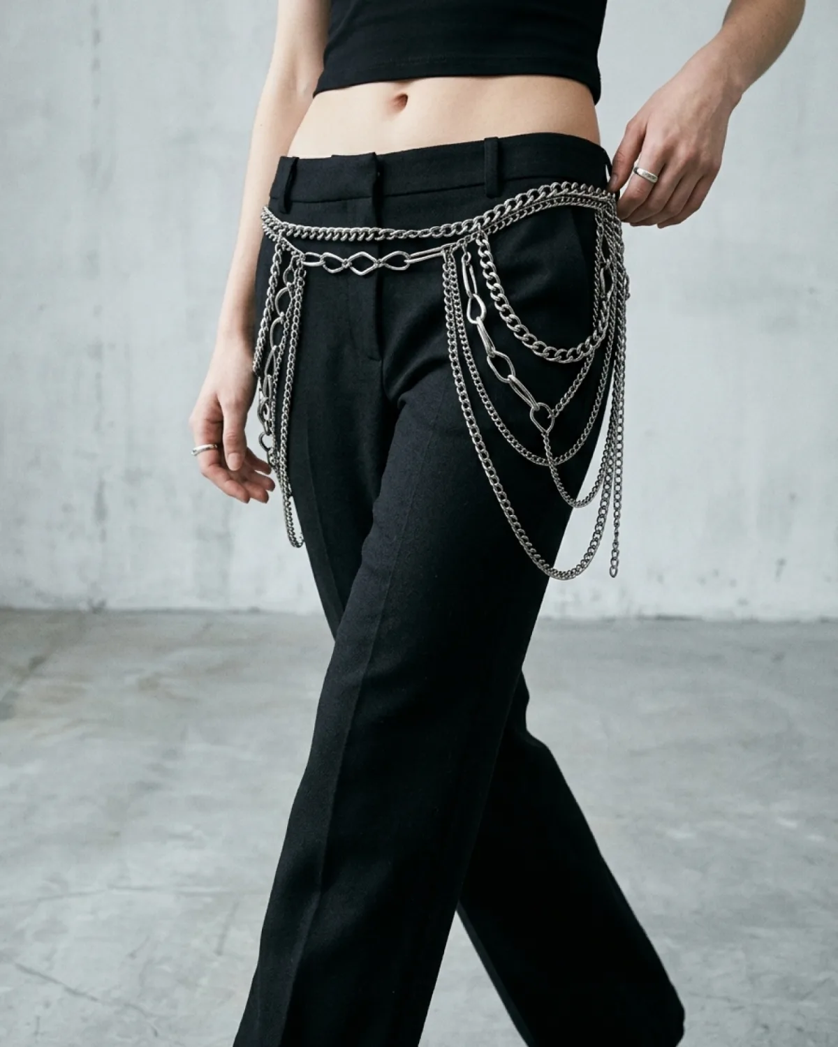 Sculptural Metal Chain Hip Belt