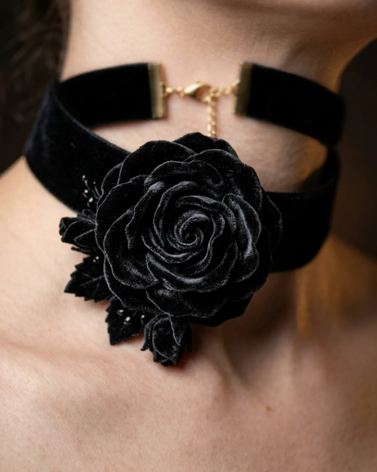 Architectural Velvet Rose Choker (alternate view)