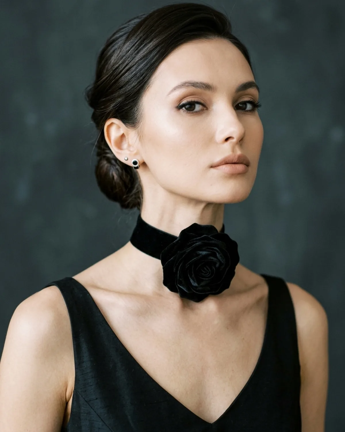 Architectural Velvet Rose Choker
