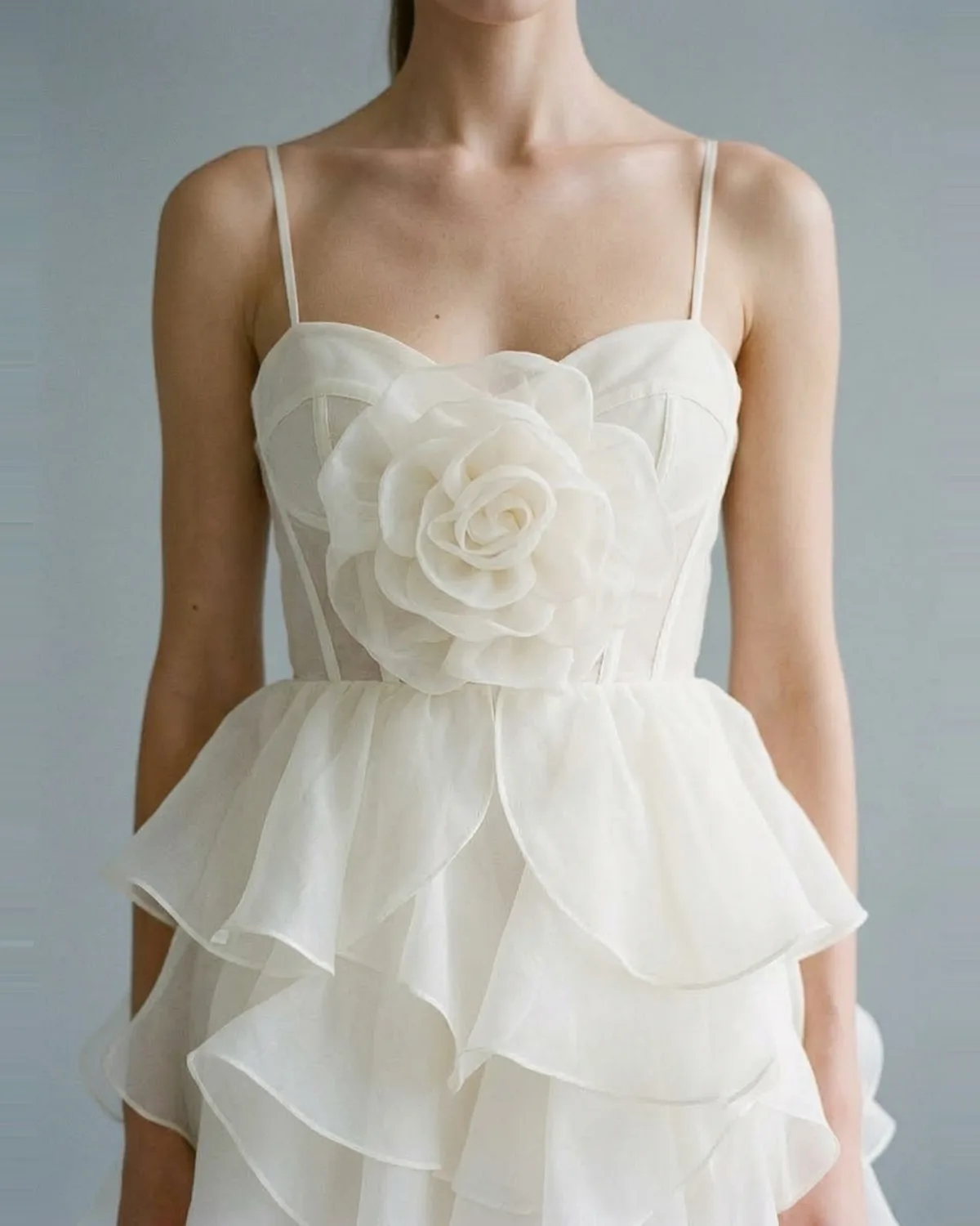 Ivory Tiered Organza Petal Dress (alternate view)
